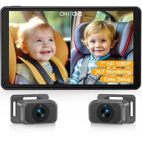 Câmera para carro de bebê Thybro Dual HD 1080P Monitor de 7 polegadas