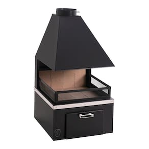 Lareira De Meio Grande Com Caixa Com Kit De Inst. Preto