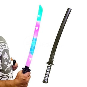 Espada Ninja Brinquedo Katana Samurai com Som e Luz À Pilha - Preto