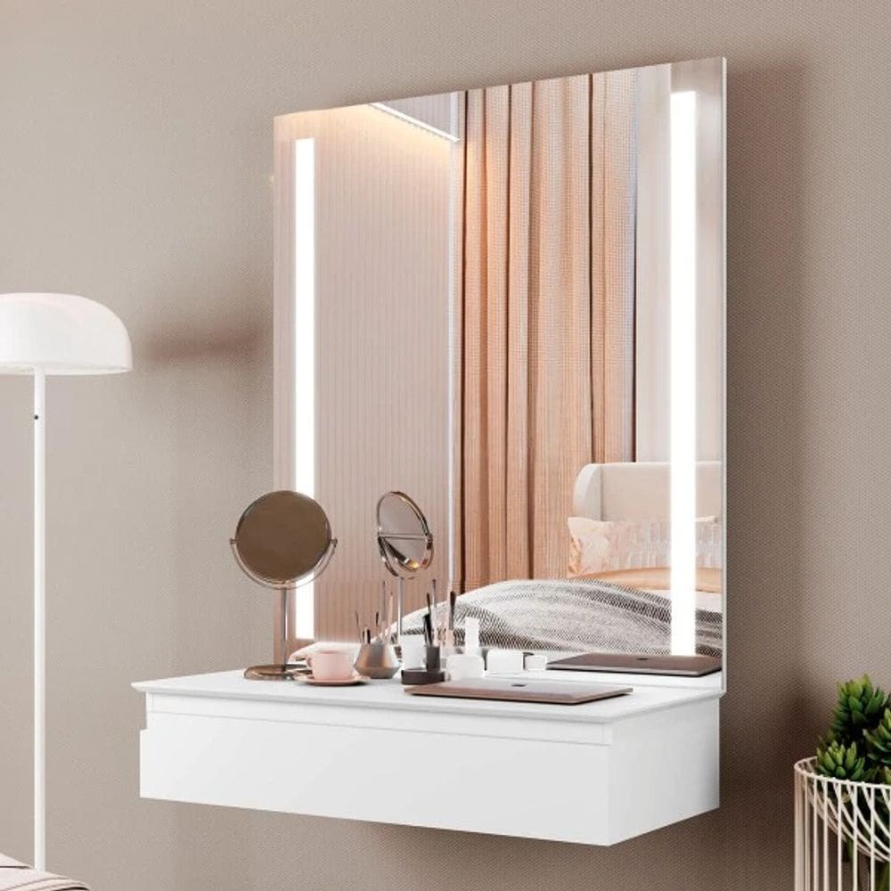 Penteadeira Camarim Paris Com Espelho e Led Branco - Mavaular