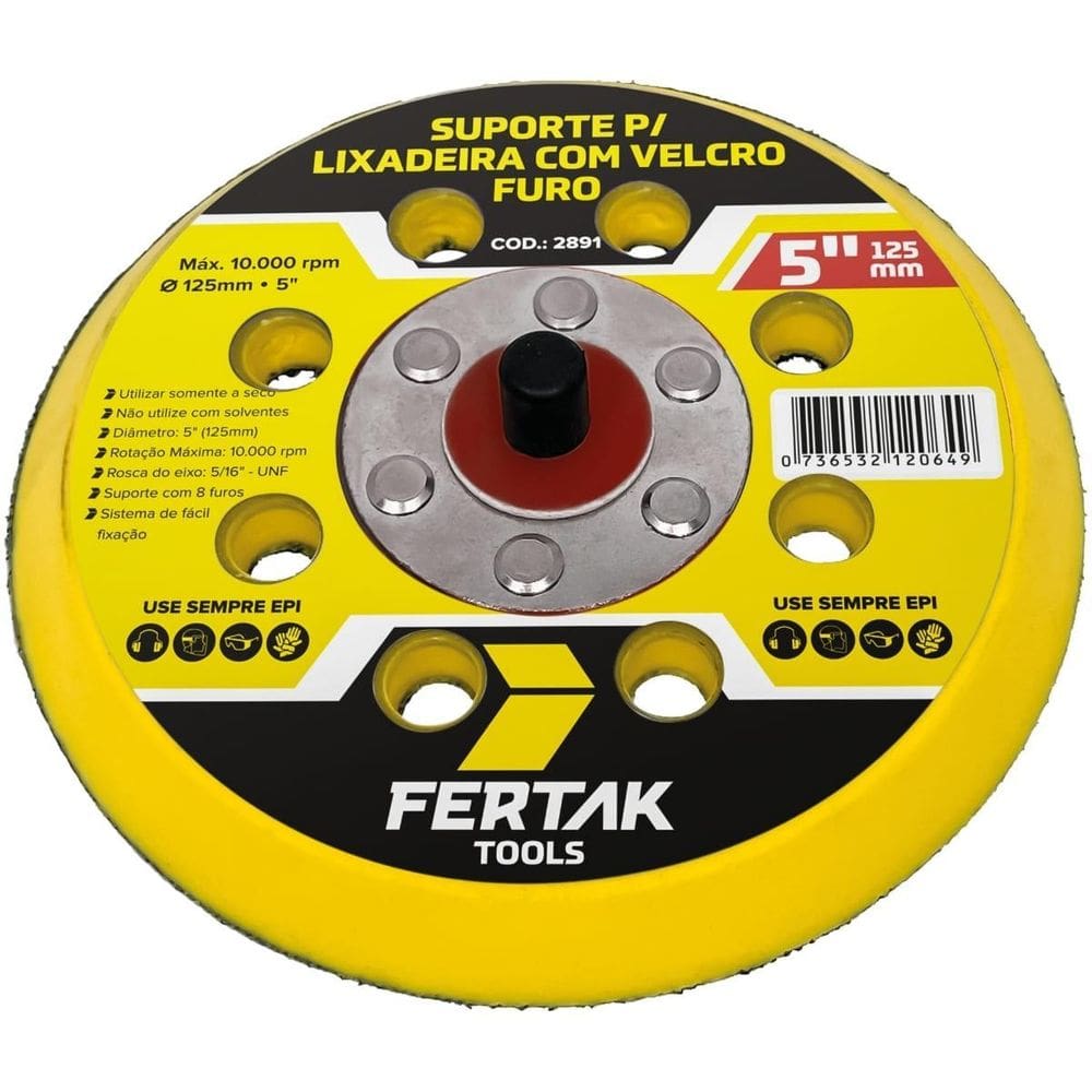Suporte Para Disco De Lixa Aderente 125Mm 8 Furos