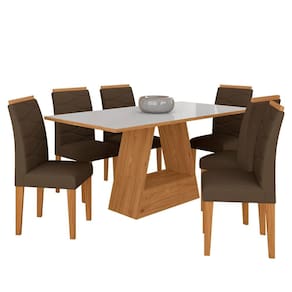 Mesa Com 6 Cadeiras 1,60 Vicenza Cin/off White/marr - Móveis Arapongas