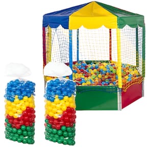 Kit Playground Piscina de Bolinhas Oitavada Picadeiro 2,00m Premium com 1000 Bolinhas Coloridas