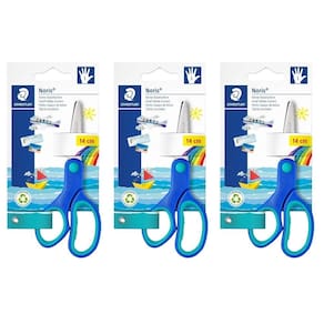 Kit 03 Tesouras Escolar 14cm Para Canhoto Staedtler Noris Club Ponta Arredondada - Staedtler