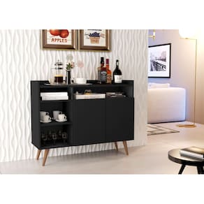 Aparador Balcão Buffet Celta Retro 2 Portas Preto - Rede Móveis