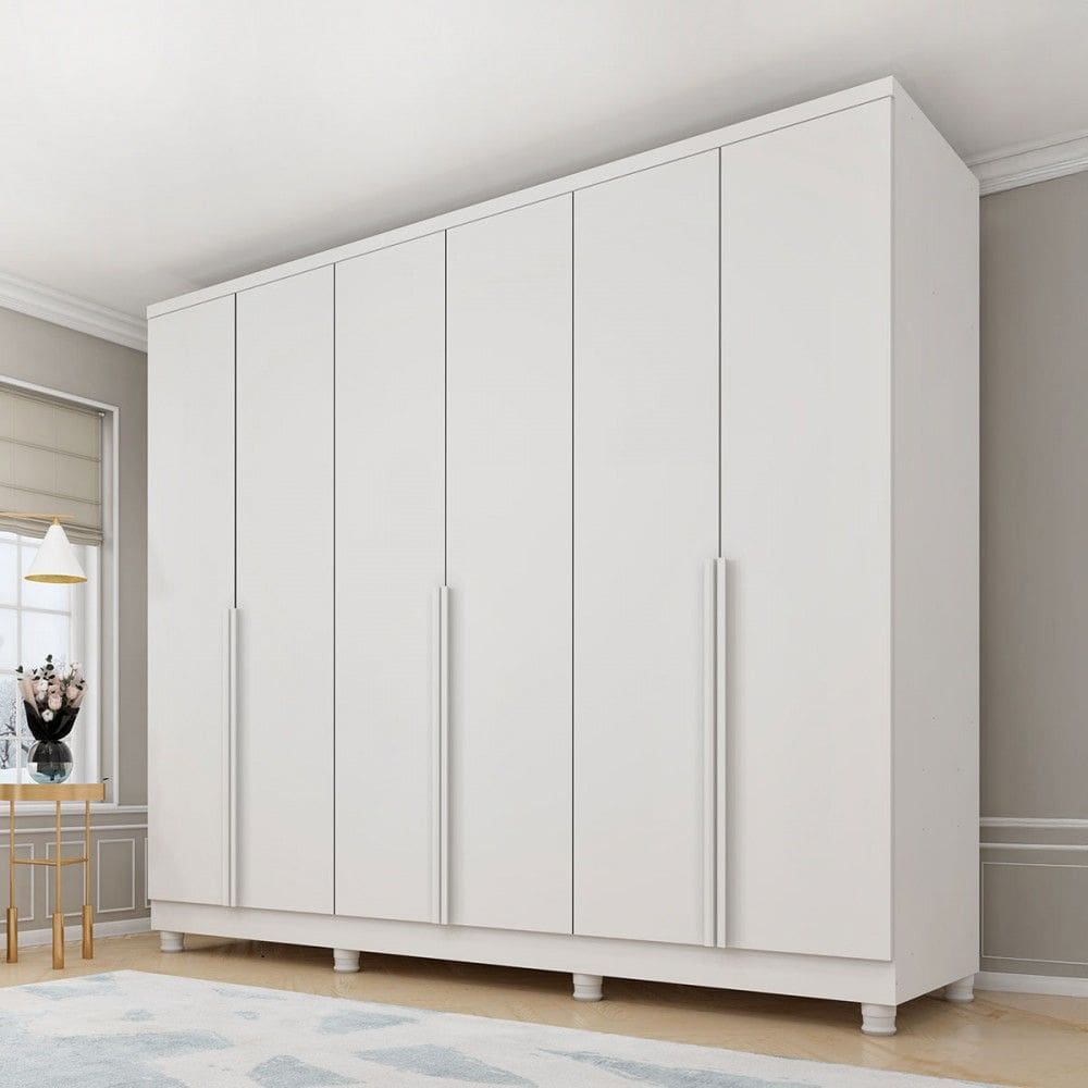 Guarda-Roupa Casal Cataguases 6 Portas 4 Gavetas 31399 Neve - Tcil Móveis