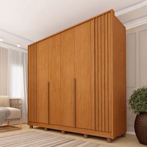 Guarda-Roupa Casal Guarani 6 Portas 4 Gavetas Ripado 31308 Cinamomo - Tcil Móveis
