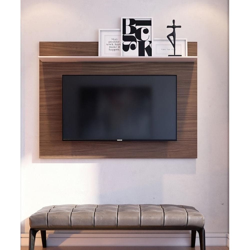Painel Suspenso Maia 135mt Para TVs até 55 Polegadas Nogueira Real Off White - Colibri