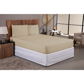 Jogo De Lençol Cama Solteiro 400 Fios 2 Peças Fronha Ponto Palito Aveludado Caqui