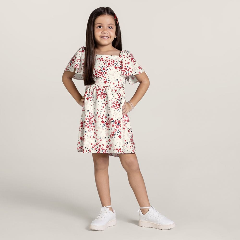 Vestido Estampado Infantil Menina Brandili Natural