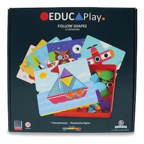 Brinquedo Follow Shapes 12 Desenhos + 24 Formas - Polibrinq