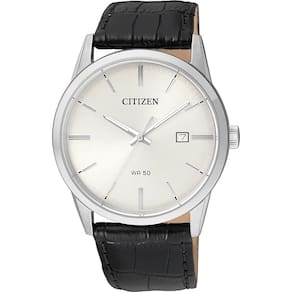Relógio Citizen Quartz BI5000-01A em couro de aço inoxidável
