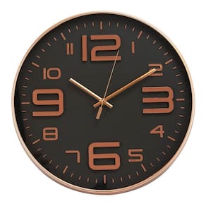 Relógio De Parede Grande Moderno Rosê Preto 34cm