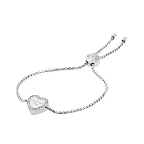 Pulseira Michael Kors em aço inoxidável, coração, cristal, prata