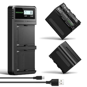 Baterias de reposição e carregador Neewer NP-F970 7800mAh x2