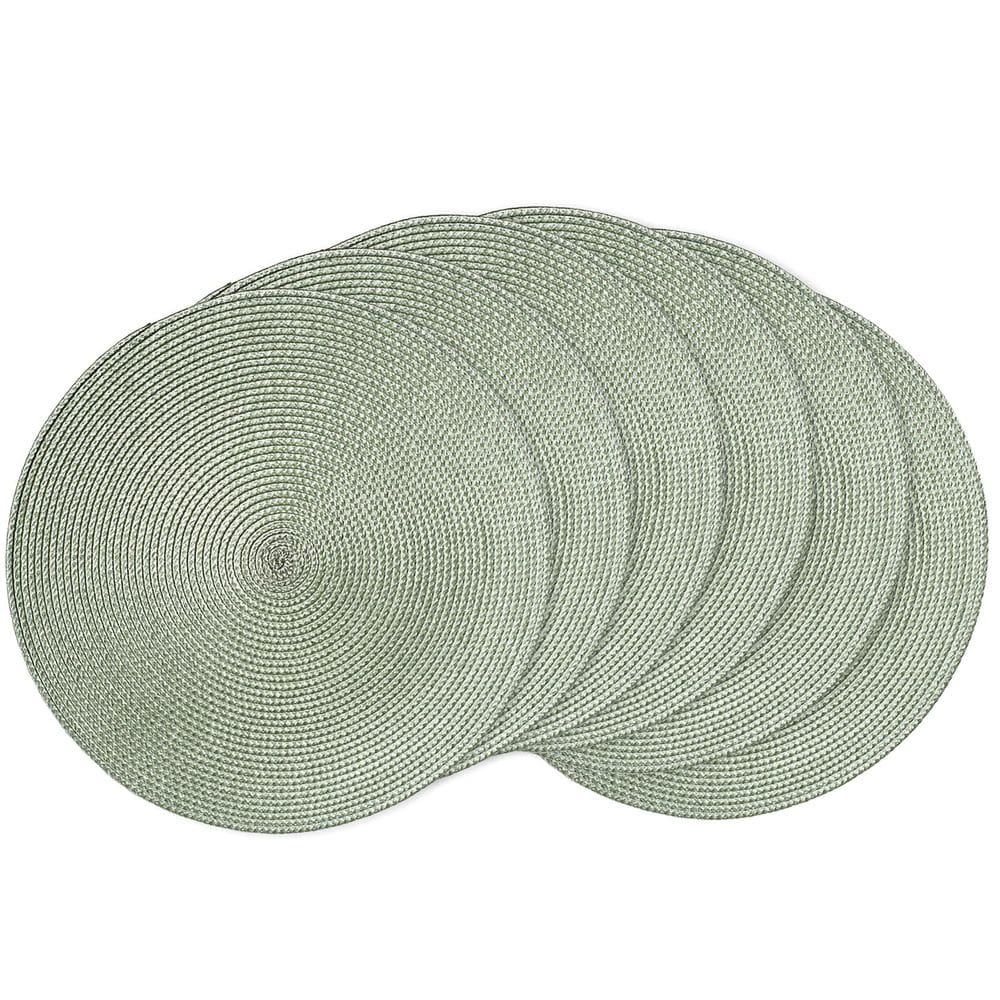 Tapetes americanos AHHFSMEI, redondos, trançados, 38 cm de diâmetro, conjunto de 6, verde neblina