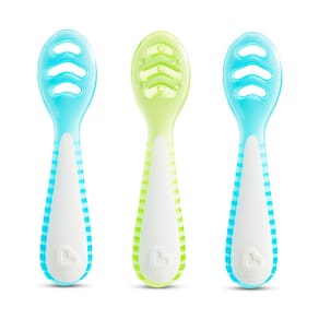 Colheres de bebê Munchkin Gentle Dip para alimentação automática, pacote com 3 unidades azul/verde