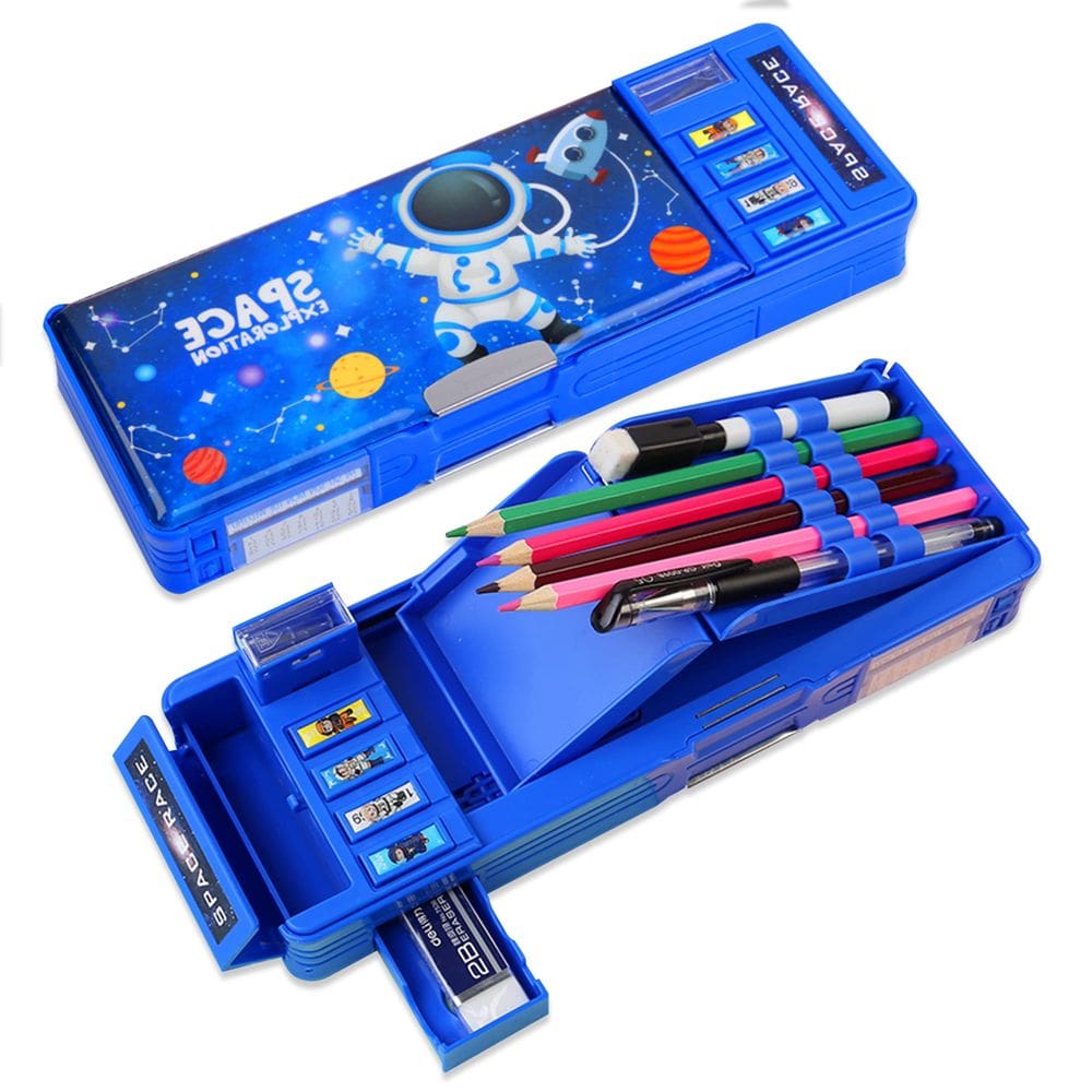 Estojo de lápis LilyBeauty Pop Up Multifuncional para crianças azul