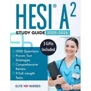 Guia de estudo Hesi A2 com 9 testes práticos, mais de 1500 perguntas