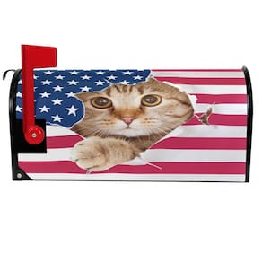 Capa de caixa de correio Wamika Cute Kitty Cat American USA Flag 52,6 x 45,8 cm