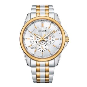 Relógio Citizen Quartz para homens com mostrador prateado e dois tons