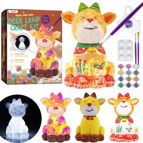 Kit de pintura LAOESE Deer Lamp com tintas e pincéis para crianças 6-14