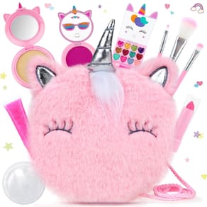 Conjunto de maquiagem PERRYHOME Unicorn Cute Kids com mini bolsa de moedas 3+