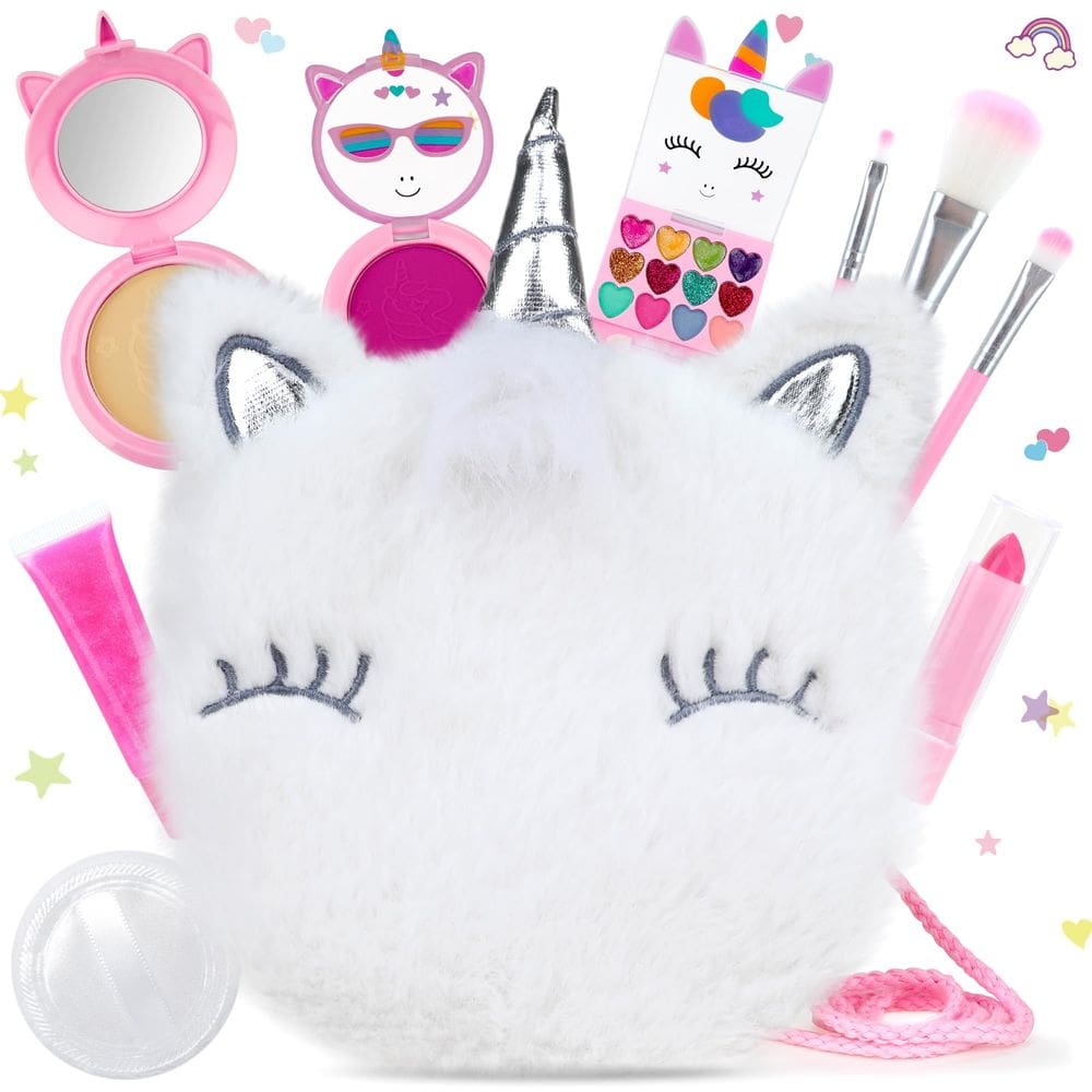 Conjunto de maquiagem PERRYHOME Unicorn Cute Kids com mini bolsa de moedas 3+