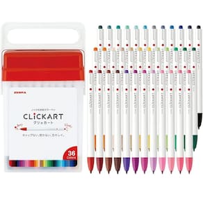 Marcadores à base de água Zebra WYSS22-36C-N Clickart 36 cores