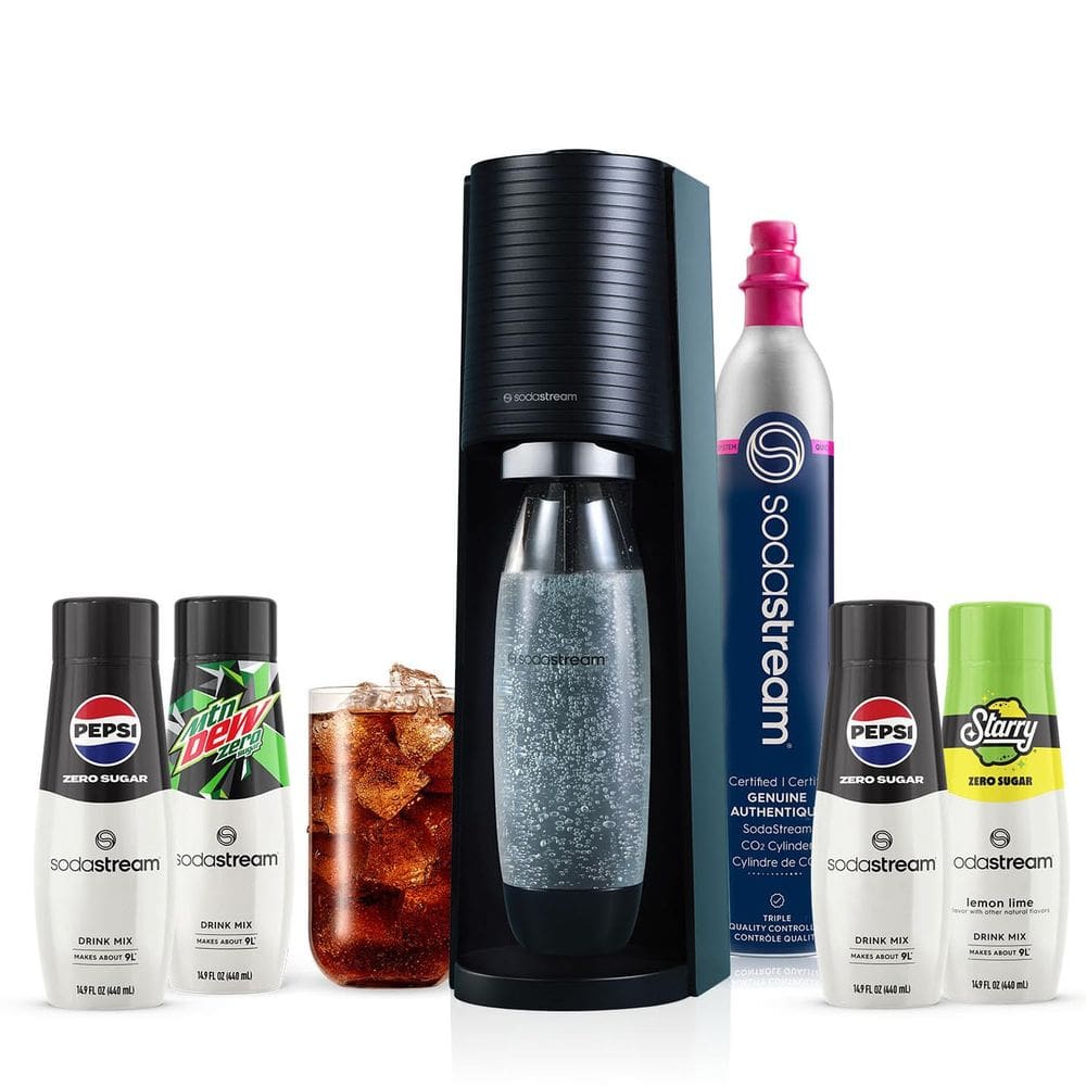 Máquina de água com gás SodaStream Terra Black com 4 sabores