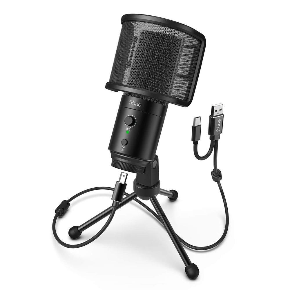 Microfone USB para PC de mesa FIFINE K683A com filtro Pop