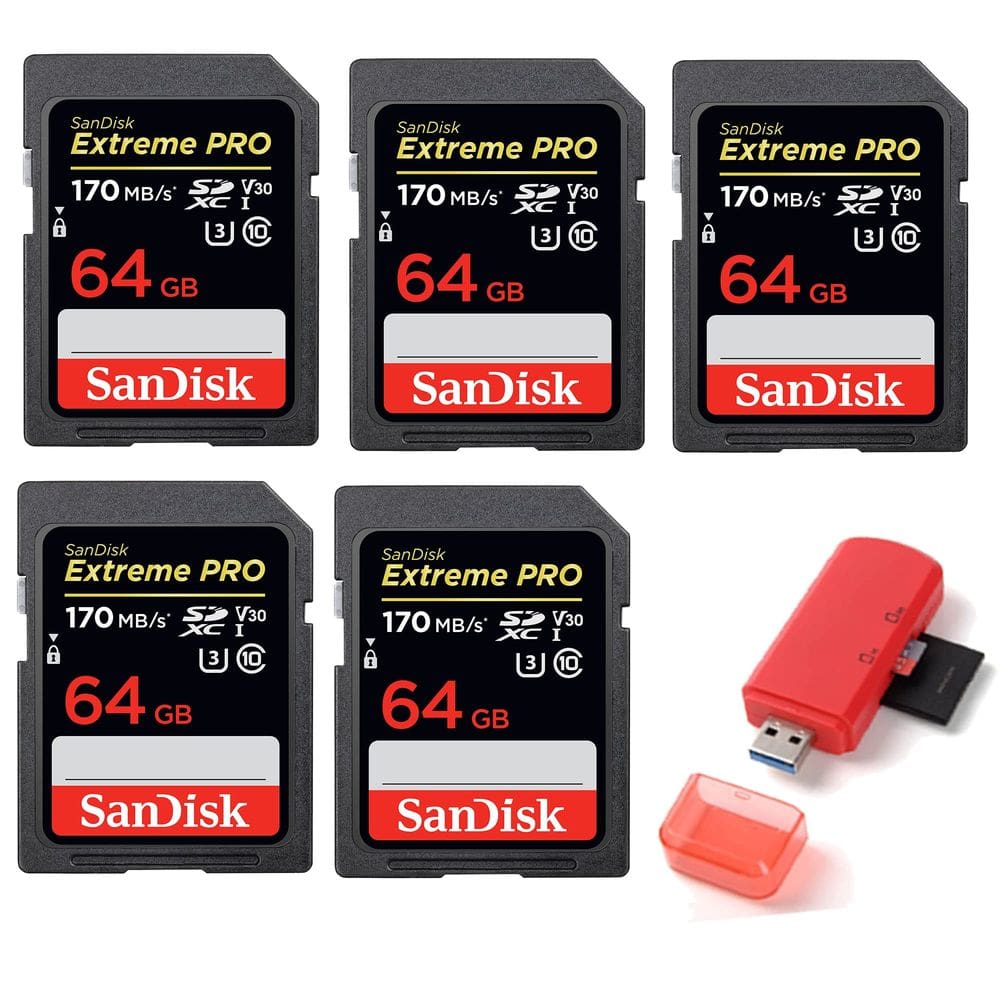 Cartão de memória SanDisk SecureDigital Extreme PRO 64GB, pacote com 5