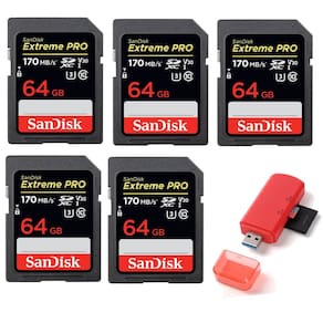 Cartão de memória SanDisk SecureDigital Extreme PRO 64GB, pacote com 5