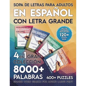 Livro de quebra-cabeça de busca de palavras em espanhol para adultos com letras grandes