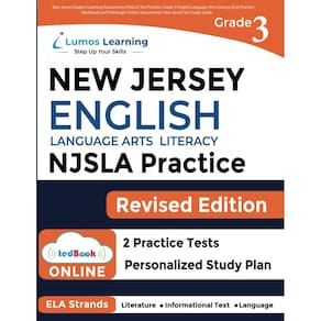 Livro de exercícios práticos de teste + Guia de estudo on-line da 3ª série NJSLA