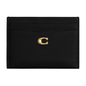 Estojo para cartões Coach Polished Pebble Leather Essential Black