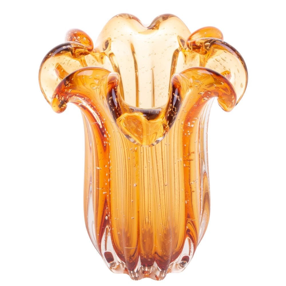Vaso Decorativo de Vidro Murano Italy Âmbar 24x19cm Wolff