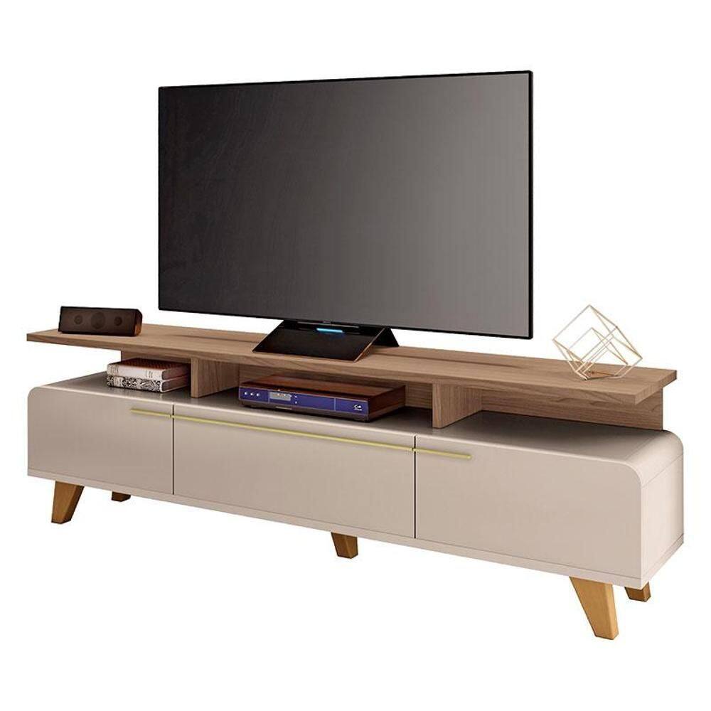 Rack Bancada para Sala Essenza 2.0 Off White Castanho – HB Móveis