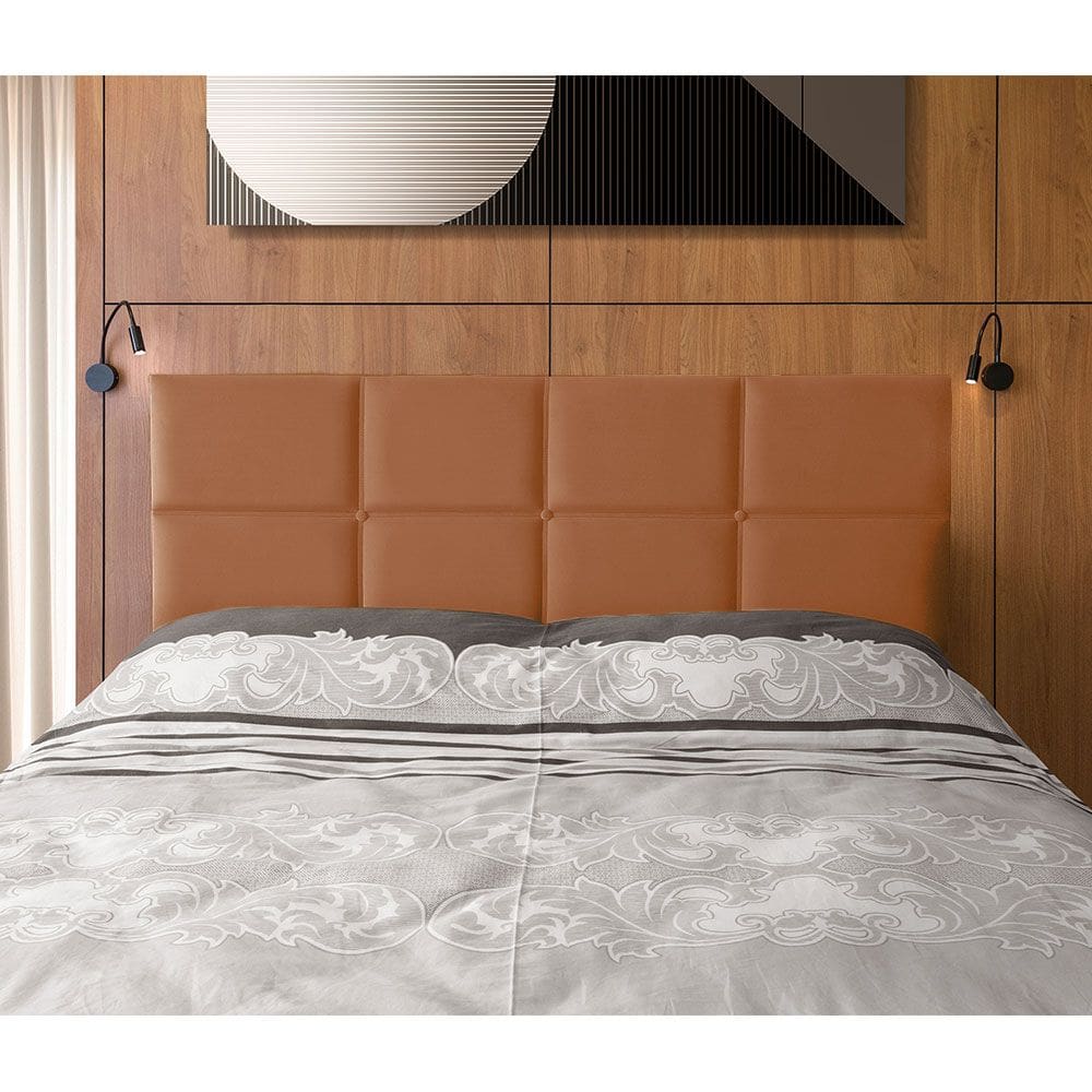 Cabeceira Painel Cama Box Casal 1,40m Estofada Belize Veludo Terracota
