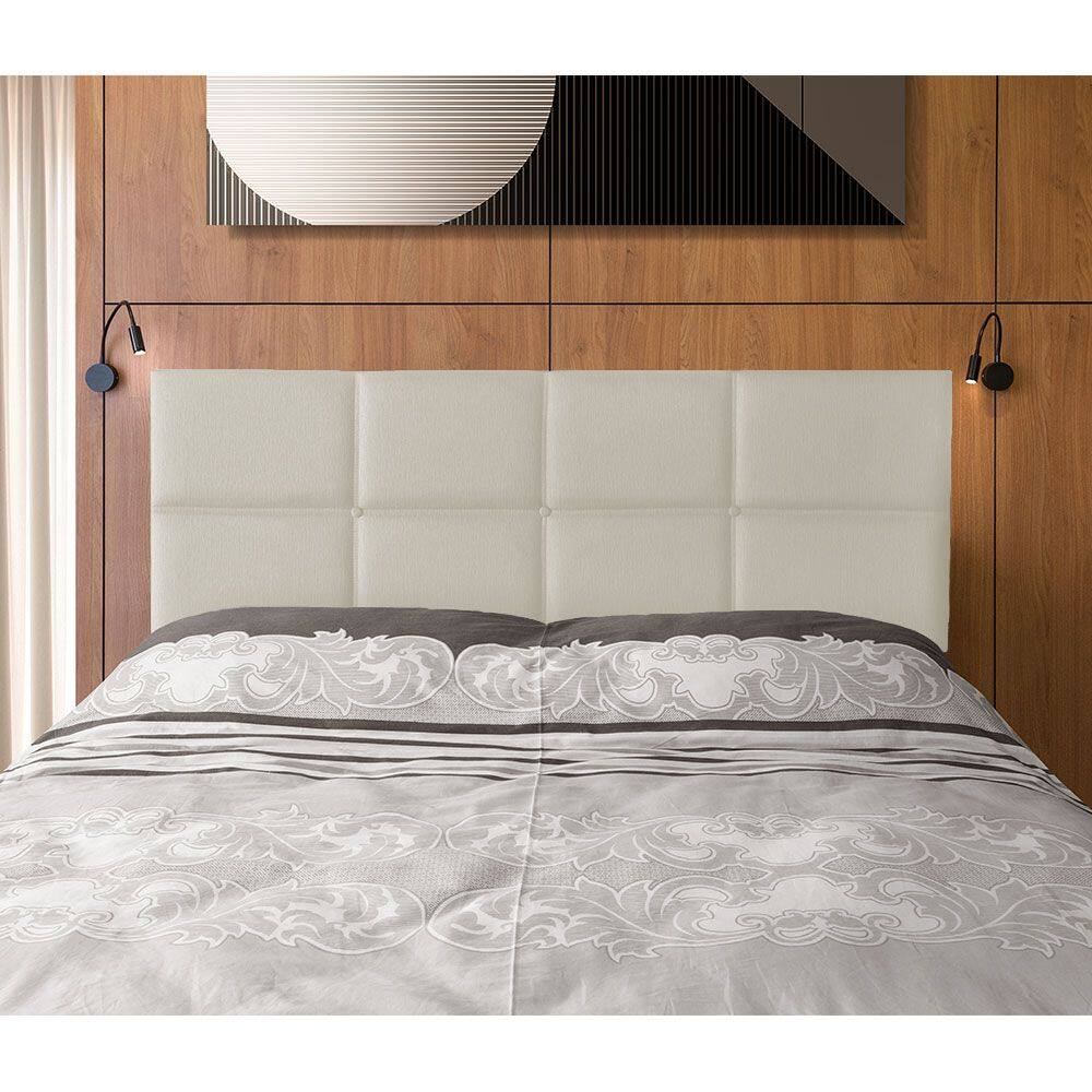 Cabeceira Painel Cama Box King 1,93m Estofada Belize Linho Crú
