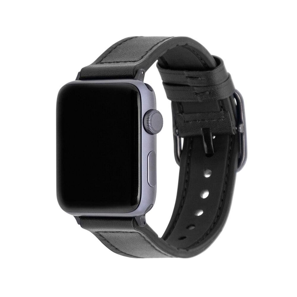 Pulseira de Couro para Apple Watch 42/44/45/46/49 MM, Preto, Originais iPlace
