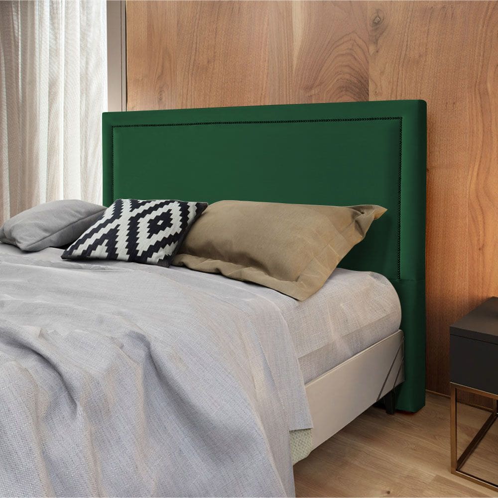 Cabeceira Cama Box Casal 1,40m Estofada Aruba Veludo Verde