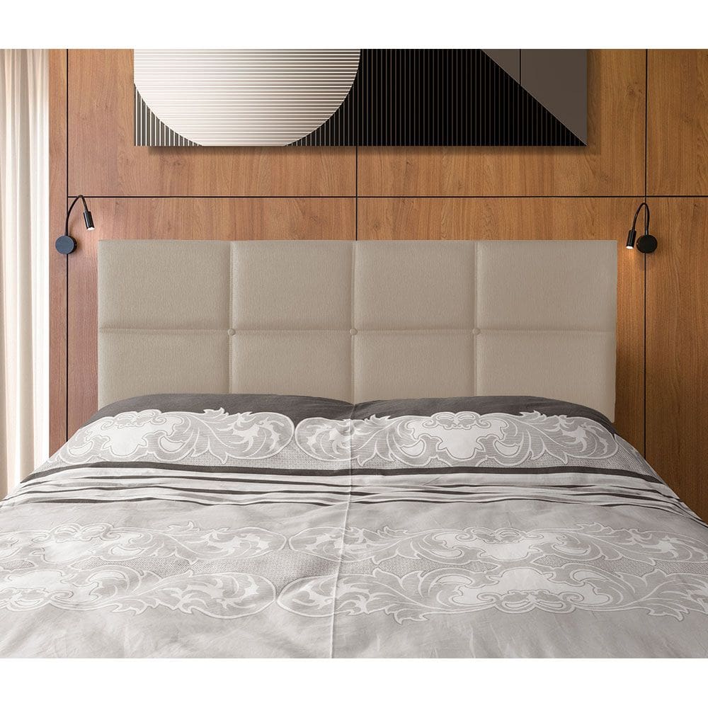 Cabeceira Painel Cama Box Queen 1,60m Estofada Belize Linho Capuccino