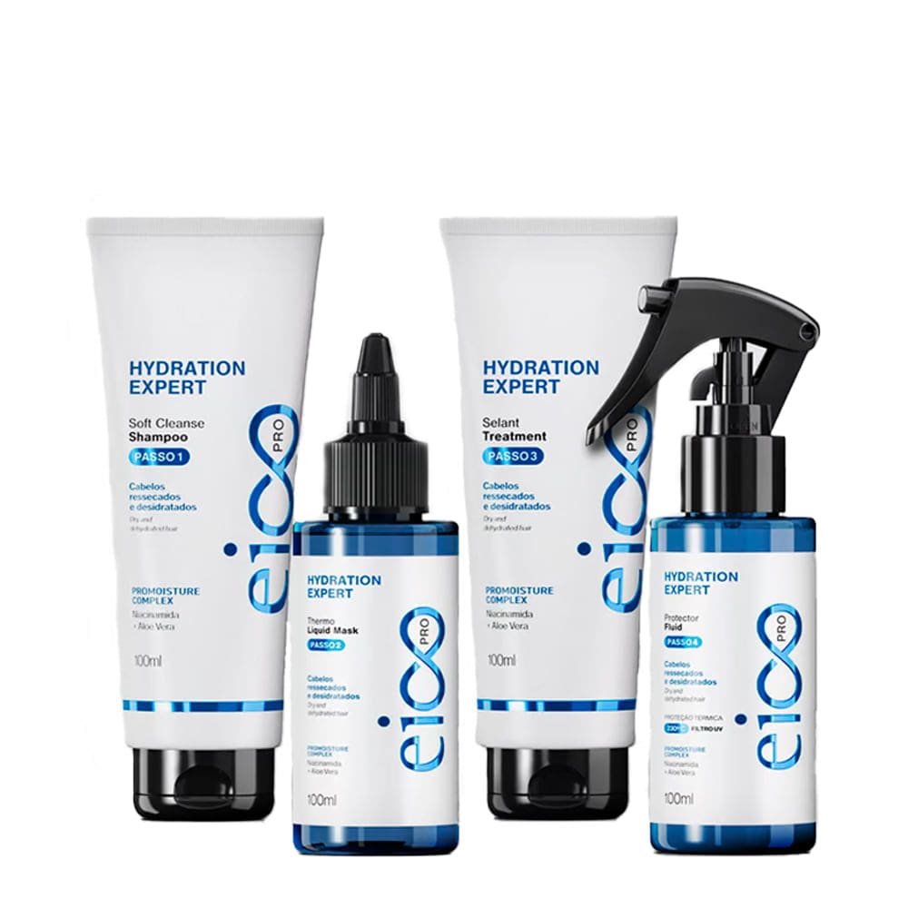 Kit Eico Pro Hydration System - Shampoo 100ml + Cond. 100ml + Mas. Líquida 100ml + Protetor térmico 100ml