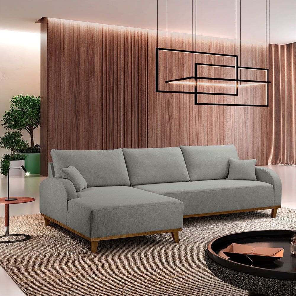 Sofá Albano Linho 250cm Chaise Lado Esquerdo Meu Sofá Online