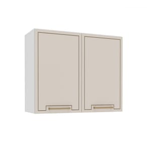 Armário Aéreo Cozinha 80 Cm Amara 2 Portas Branco/Creme - Politorno