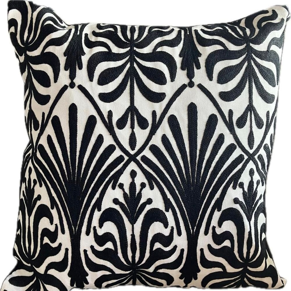 Capa de Almofada 45x45cm Jolitex Grega Atenas Bordada - Preto