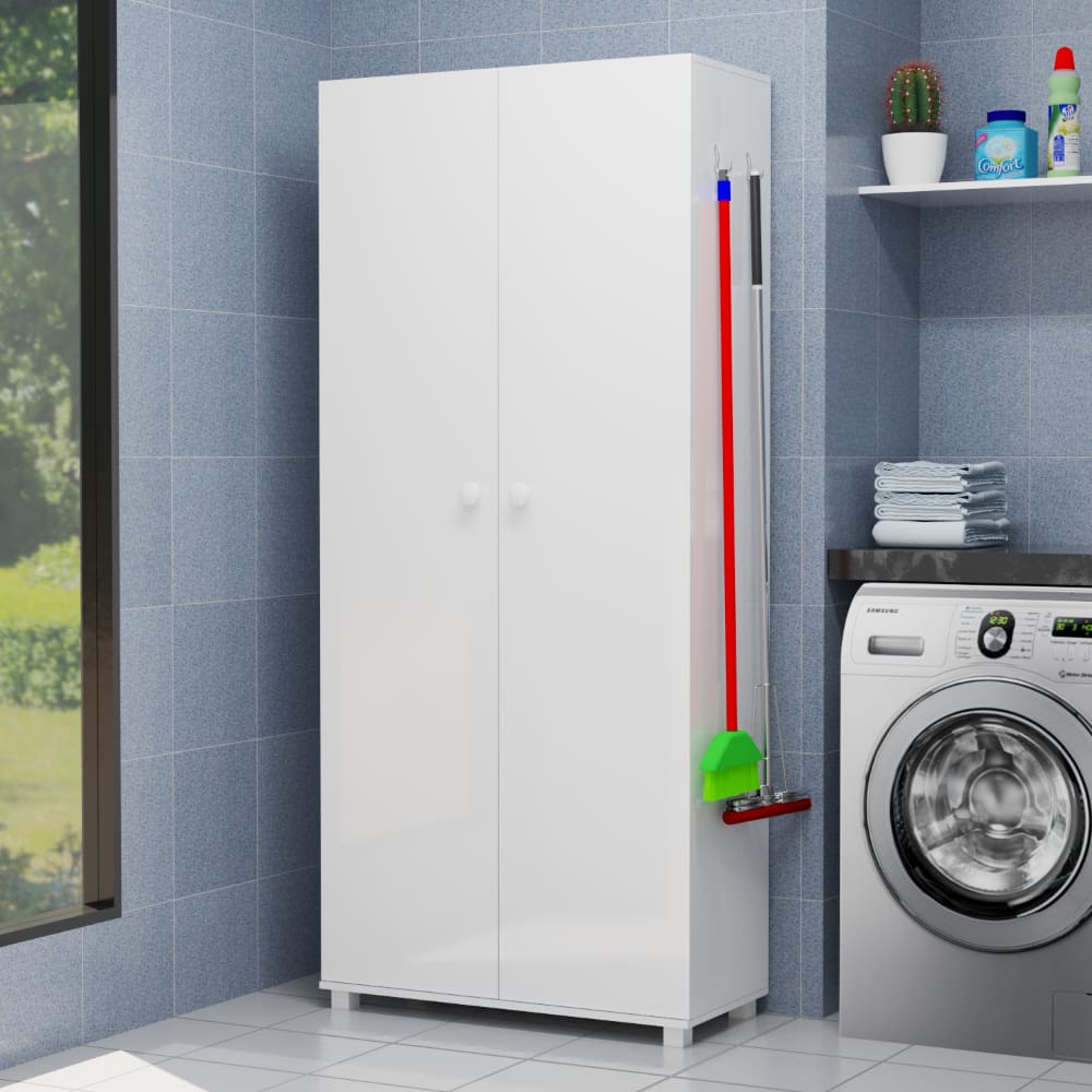 Armário Multiuso Para Áreas Externas Com Prateleiras Porta Produtos De Limpeza
