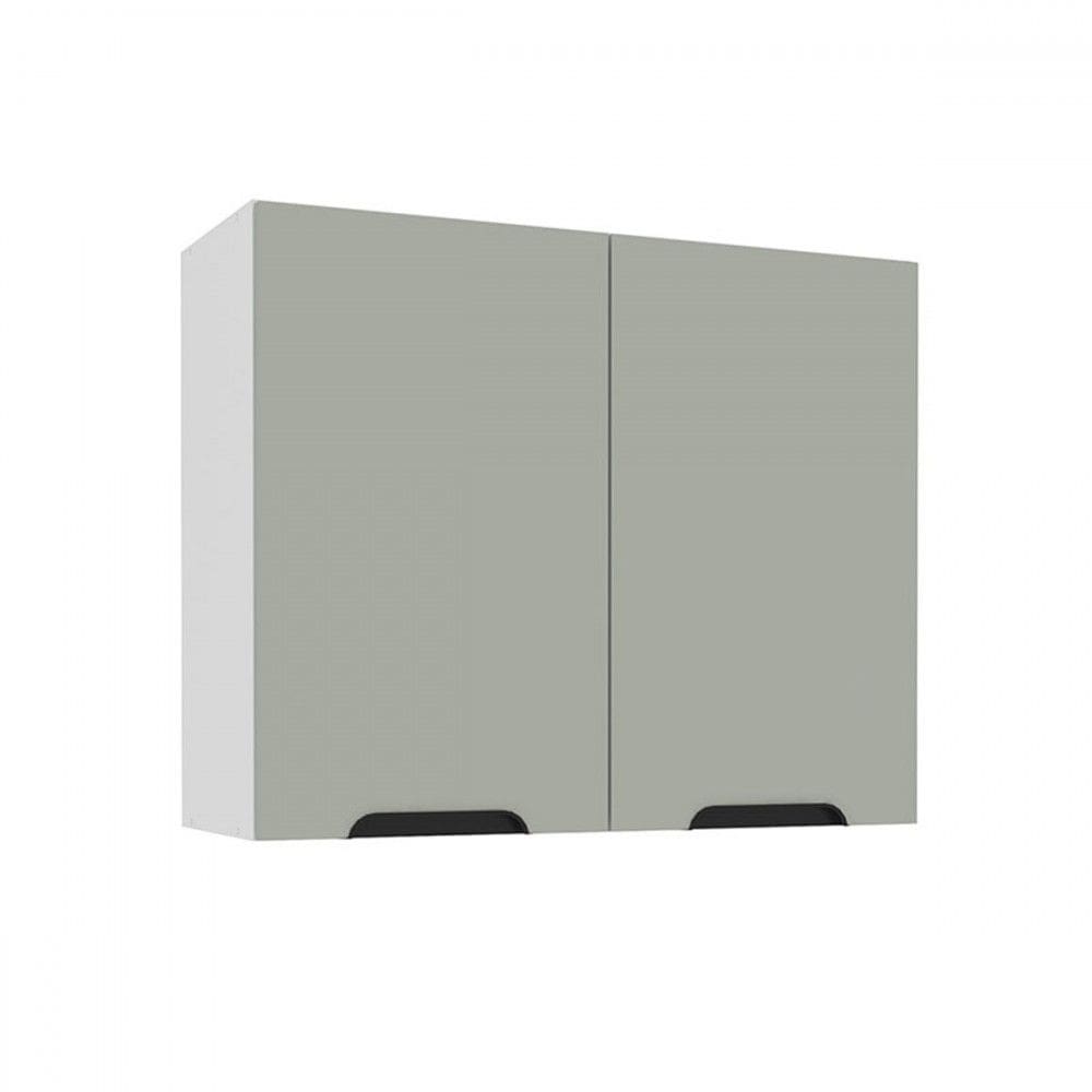Armário Aéreo Cozinha 80 Cm Meena 2 Portas Branco/Verde - Politorno