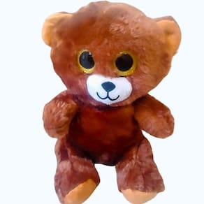 Brinquedo Pelucia Ursinho Marron Olho de Vidro 25cm para Criança Presente Decoração